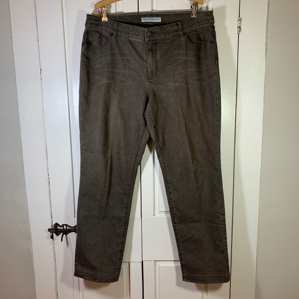 Chicos‎ 3 Platinum Denim Ultimate Fit Slim Leg Jeans Brown Regular Casual XL